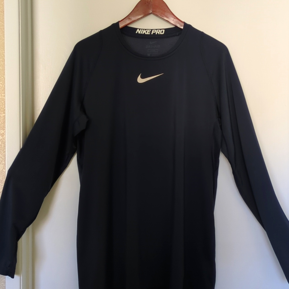 Men's Nike Pro Long Navy Sleeve Tee (L)